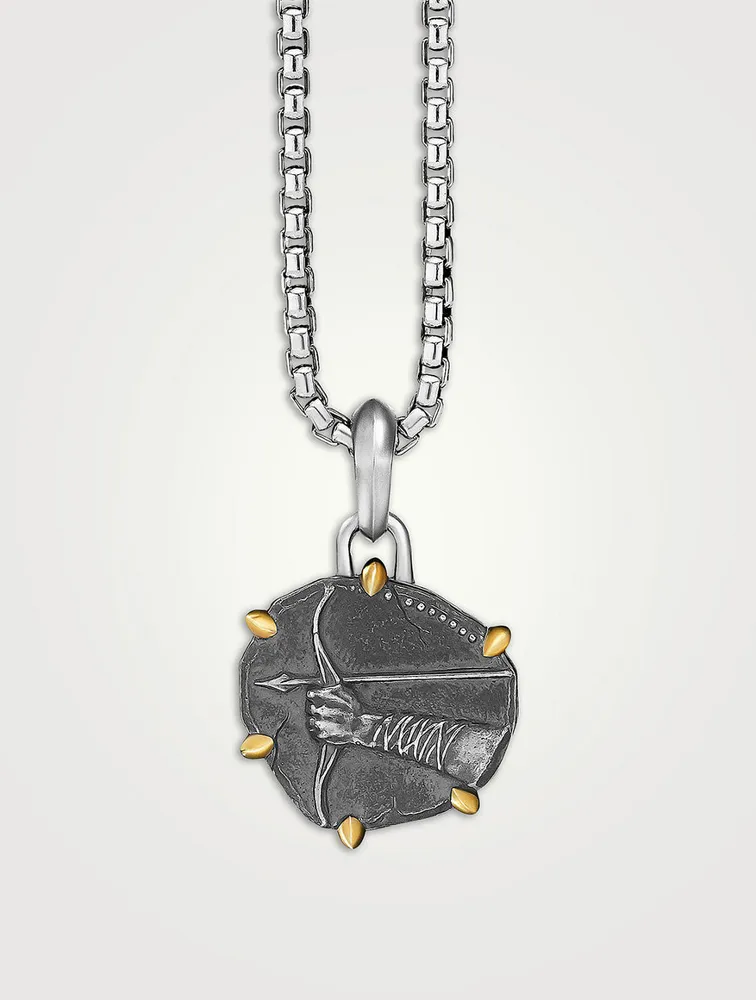 Sagittarius Amulet In Sterling Silver With 18k Yellow Gold