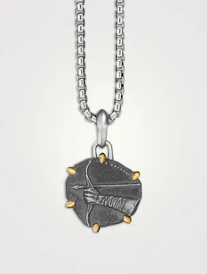 Sagittarius Amulet In Sterling Silver With 18k Yellow Gold