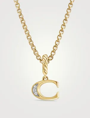 Pavé C Initial Pendant In 18k Yellow Gold With Diamonds