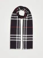 Lightweight Check Wool Silk Scarf