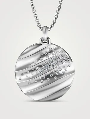 Cable Edge® Pendant In Sterling Silver With Pavé Diamonds