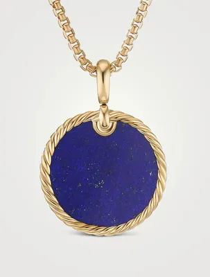 Dy Elements® Disc Pendant In 18k Yellow Gold With Lapis