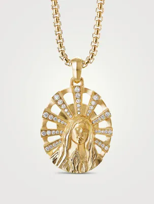 Madonna Amulet In 18k Yellow Gold With Pavé Diamonds