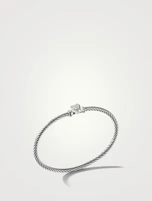 Cable Collectibles® Heart Bracelet Sterling Silver With Pavé Diamonds