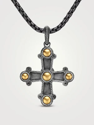 Shipwreck Cross Amulet  In Sterling Silver With 18k Yellow Gold, 44mm