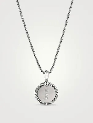 J Initial Charm In Sterling Silver With Pavé Diamonds