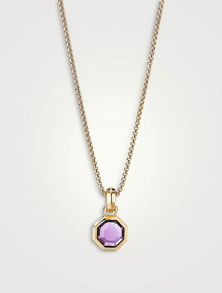 Octagon Cut Amulet In 18k Yellow Gold With Amethyst