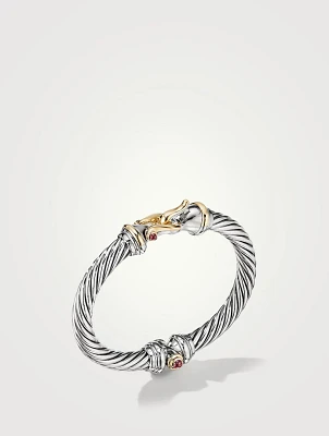 Buckle Bracelet Sterling Silver With 18k Yellow Gold And Rhodolite Garnets