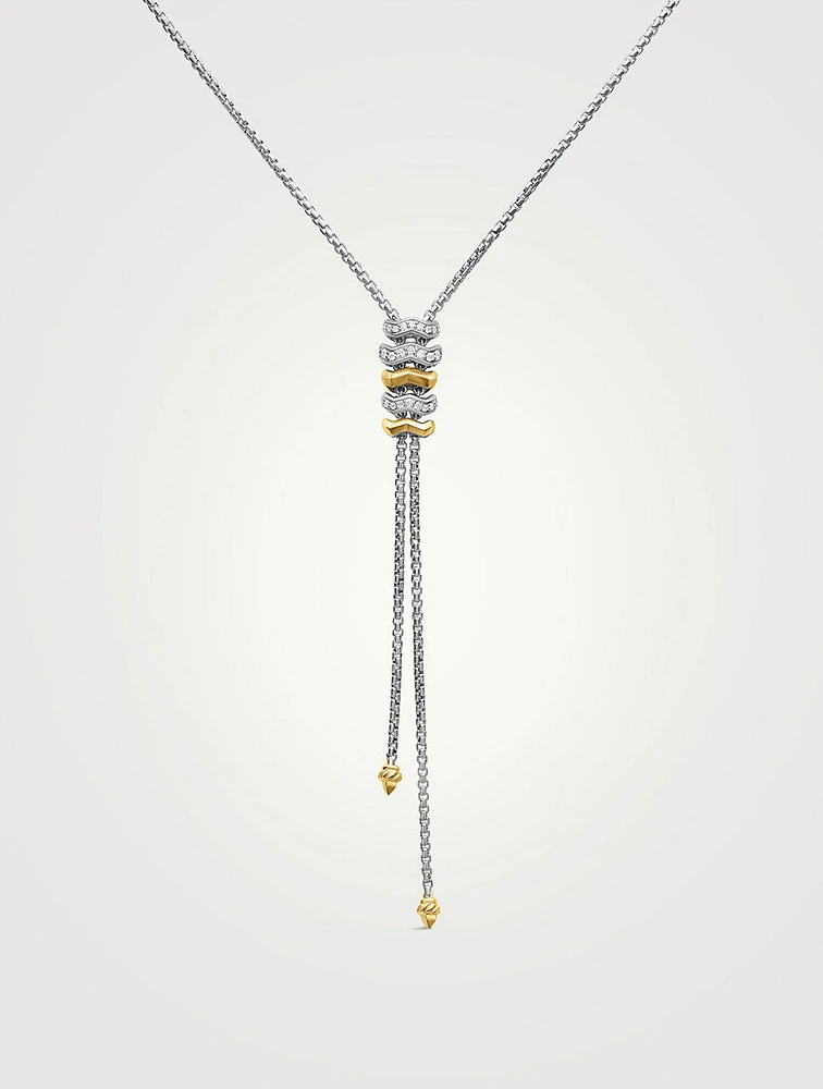 Zig Zag Stax™ Y Necklace In Sterling Silver With 18k Yellow Gold And Diamonds