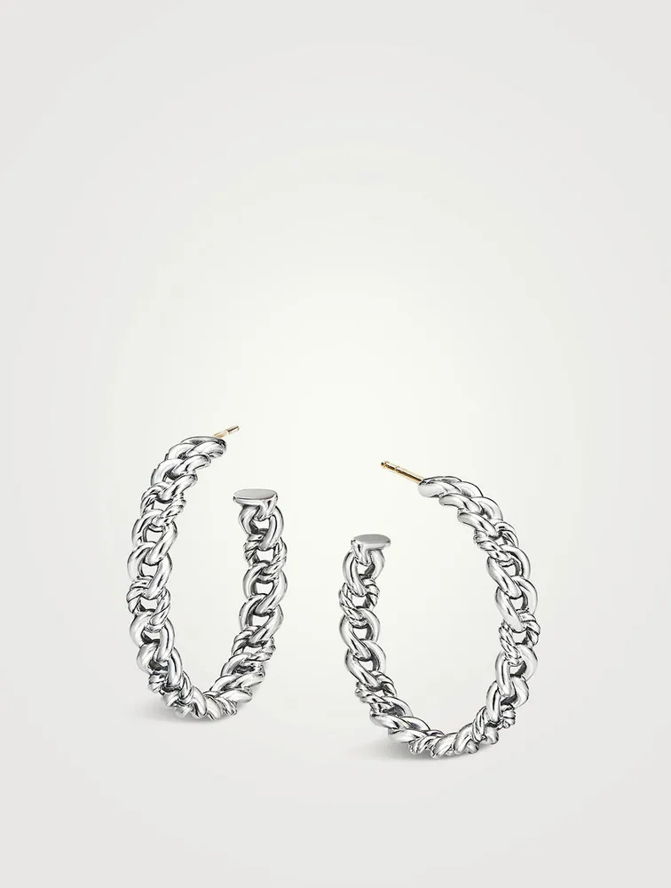 Belmont® Curb Link Hoop Earrings  In Sterling Silver