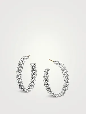 Belmont® Curb Link Hoop Earrings  In Sterling Silver