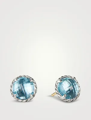 Petite Chatelaine® Stud Earrings In Sterling Silver With Blue Topaz