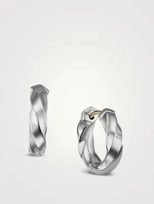 Cable Edge® Huggie Hoop Earrings In Sterling Silver