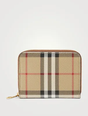 Small Check Zip Wallet