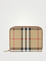 Small Check Zip Wallet