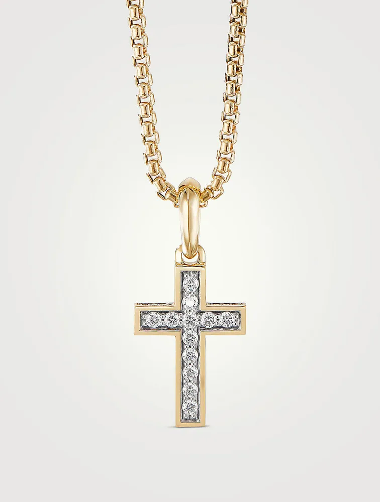 Streamline® Cross Pendant In 18k Yellow Gold With Pavé Diamonds