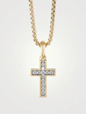 Streamline® Cross Pendant In 18k Yellow Gold With Pavé Diamonds