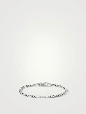 Open Station Box Chain Bracelet Sterling Silver