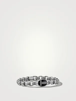 Cairo Chain Link Bracelet Sterling Silver With Black Onyx And Pavé Diamonds