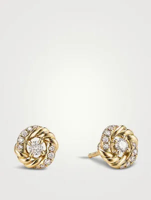 Petite Infinity Stud Earrings In 18k Yellow Gold With Diamonds