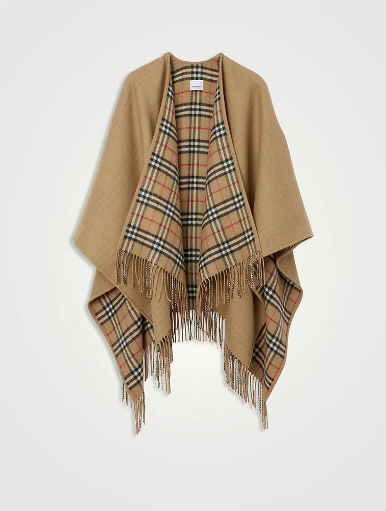 Reversible Check Wool Cape