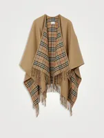 Reversible Check Wool Cape