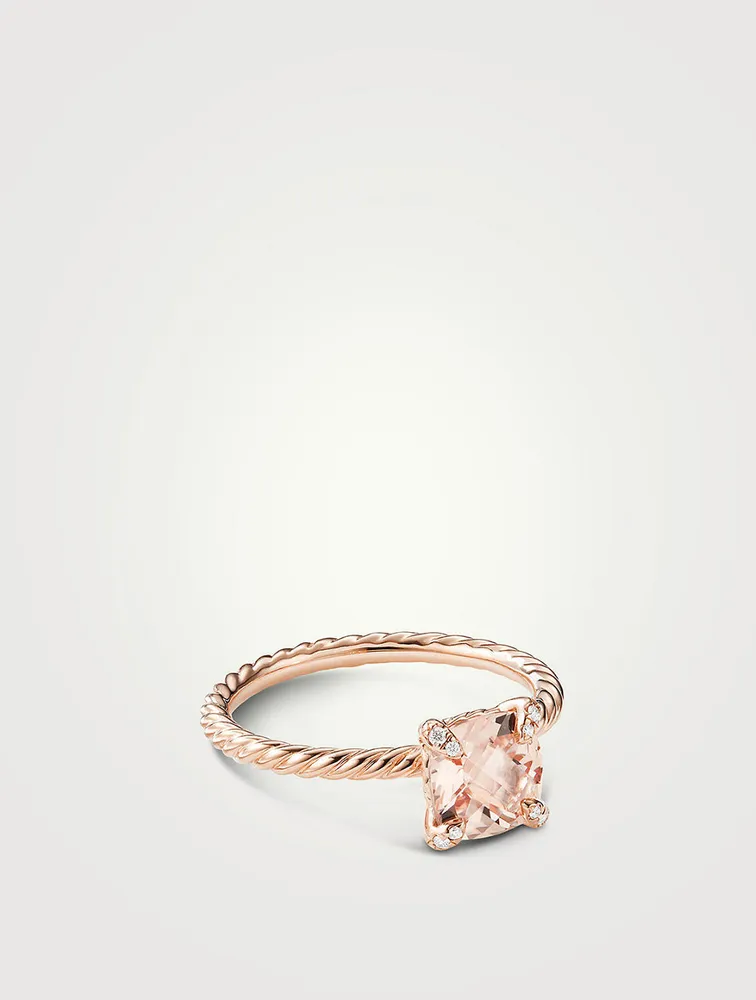 Chatelaine® Ring 18k Rose Gold With Morganite And Pavé Diamonds