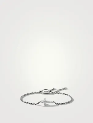 Petite Pavé Cross Chain Bracelet In Sterling Silver With Diamonds