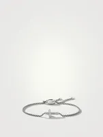 Petite Pavé Cross Chain Bracelet In Sterling Silver With Diamonds