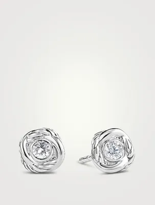 Crossover Infinity Stud Earrings In 18k White Gold With Diamonds