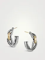 Cable Loop Hoop Earrings In Sterling Silver With 18k Yellow Gold