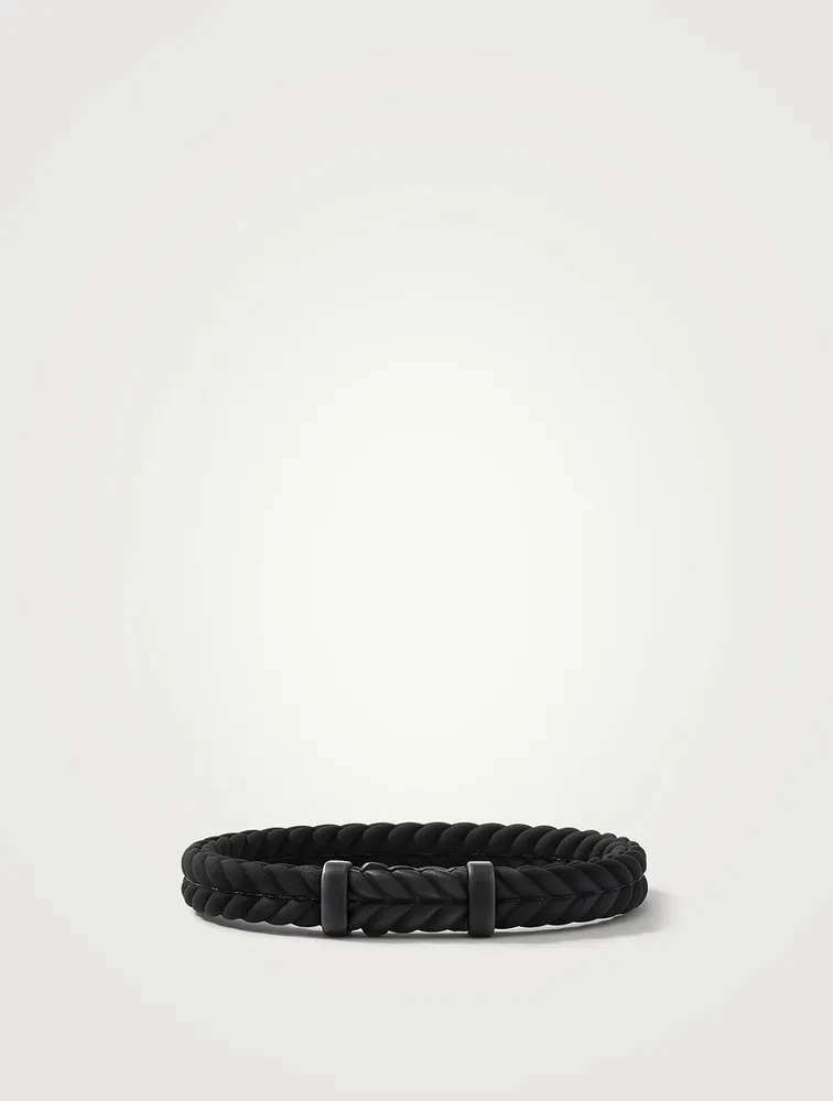 Chevron Black Rubber Bracelet With Titanium
