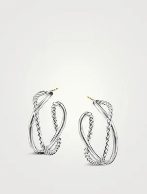 Crossover Hoop Earrings In Sterling Silver