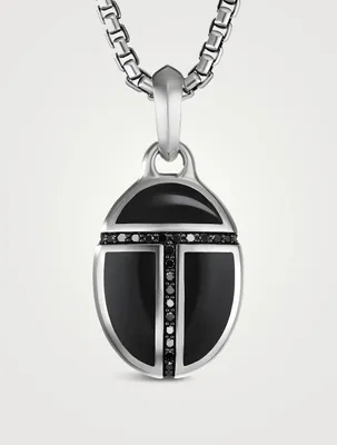 Cairo Amulet In Sterling Silver With Black Onyx And Pavé Black Diamonds