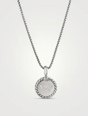 W Initial Charm In Sterling Silver With Pavé Diamonds