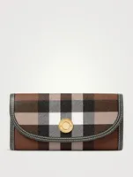 Check And Leather Continental Wallet