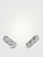 Cable Collectibles® Bar Stud Earrings In 18k White Gold With Pavé Diamonds