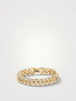 Curb Chain Bracelet 18k Yellow Gold With Pavé Diamonds