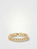 Curb Chain Bracelet 18k Yellow Gold With Pavé Diamonds