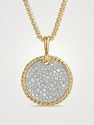 Dy Elements® Disc Pendant In 18k Yellow Gold With Pavé Diamonds