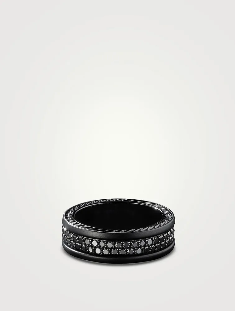 Streamline® Two Row Band Ring Black Titanium With Pavé Diamonds