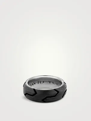 Forged Carbon Beveled Band Ring Sterling Silver