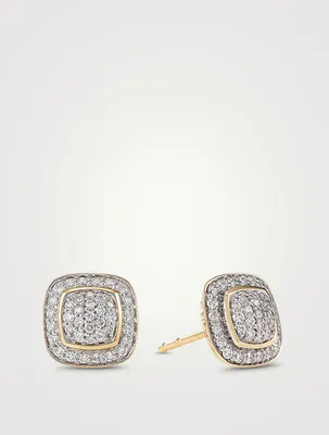 Petite Albion® Stud Earrings In 18k Yellow Gold With Pavé Diamonds