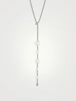 Pearl And Pavé Y Necklace In Sterling Silver With Diamonds