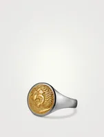 Petrvs® Lion Pinky Ring Sterling Silver With 18k Yellow Gold