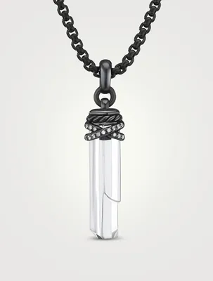 Wrapped Crystal Amulet With Blackened Silver And Pavé Diamonds