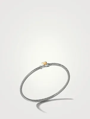 Cable Collectibles® Heart Bracelet Sterling Silver With 18k Yellow Gold