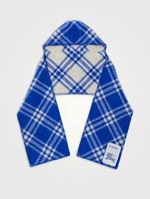 Check Wool Hooded Scarf