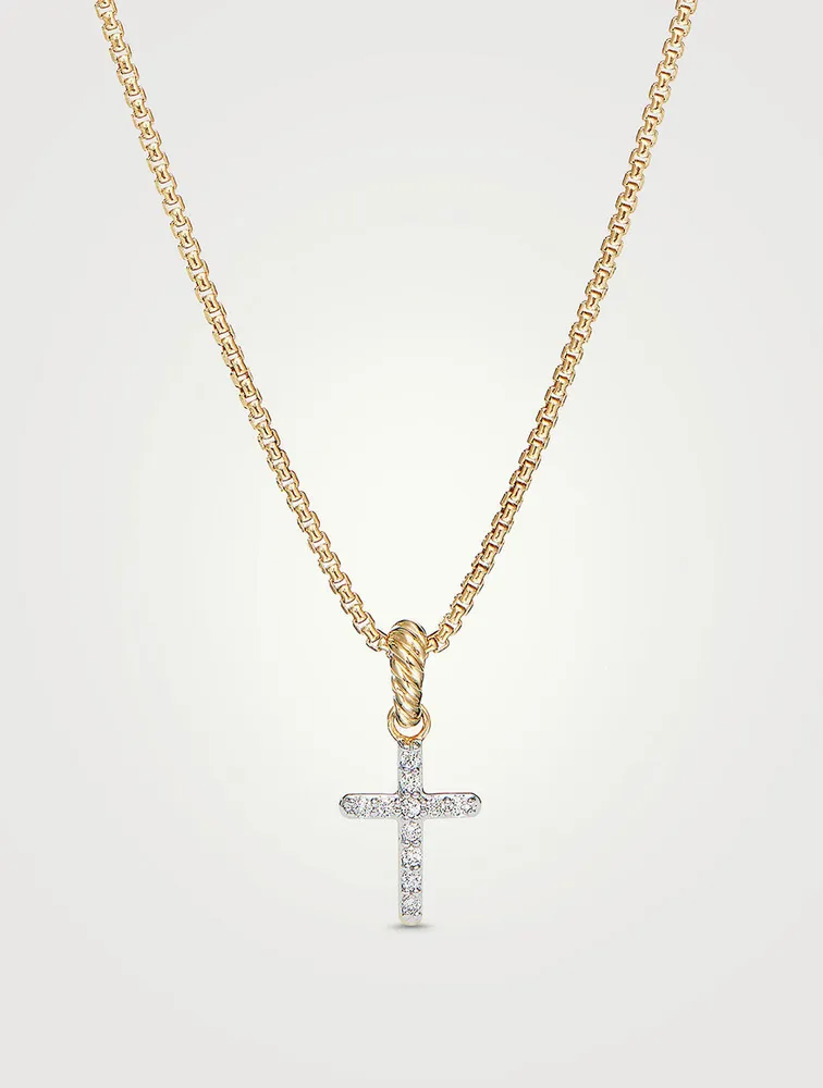 Cable Collectibles® Cross Amulet In 18k Yellow Gold With Pavé Diamonds