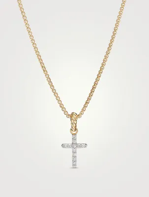 Cable Collectibles® Cross Amulet In 18k Yellow Gold With Pavé Diamonds
